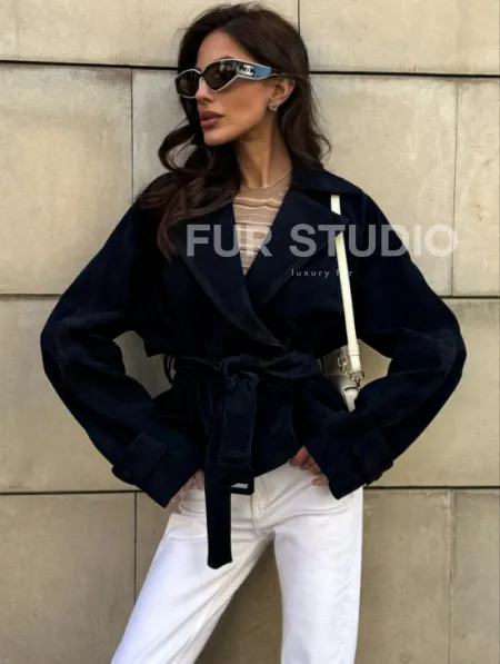 Модная куртка из замшевой кожи - фото 7