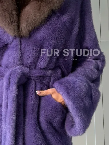 Фиолетовая норковая шуба - фото 1