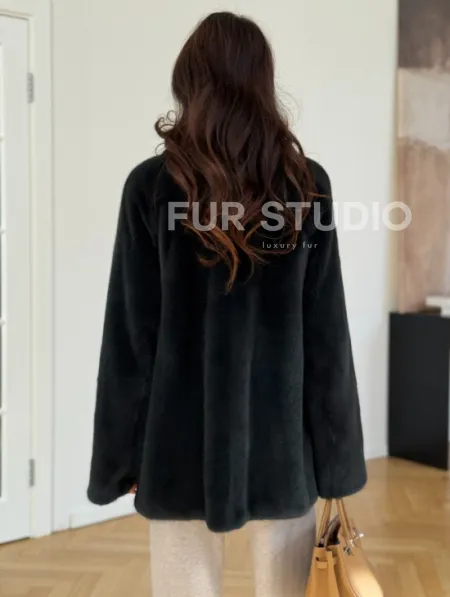 Шуба норковая темно-зеленая - фото 5