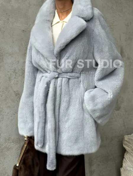 Полушубок из голубой норки - фото 2