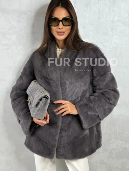 Норковый полушубок - графит - фото 5