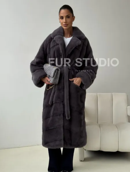 Норковая шуба - графит - фото 9