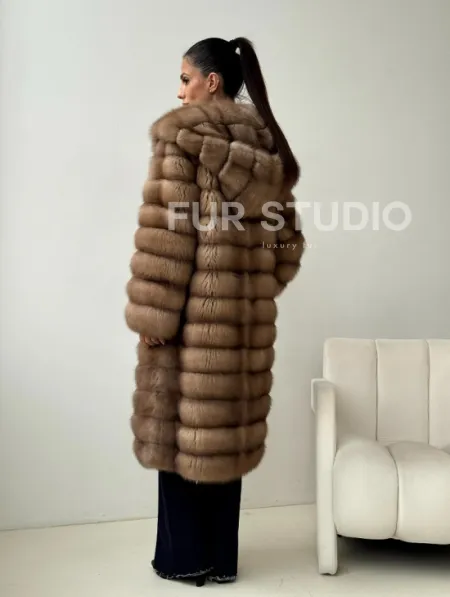 Шуба из куницы с капюшоном кобра - фото 9