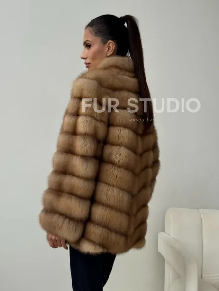 Шуба из куницы - стойка воротник - фото 3