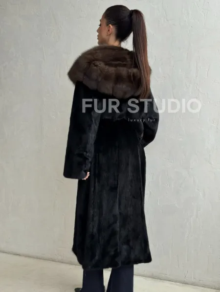 Норка кимоно BLACKGLAMA С капюшоном - фото 3