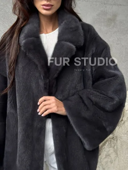 Серый норковый полушубок - автоледи - фото 1