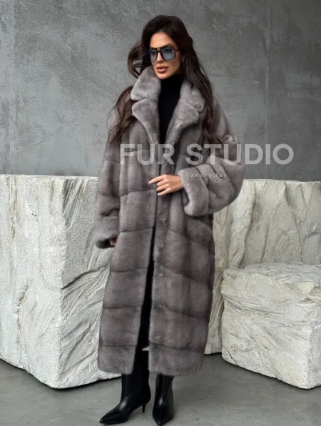 Серая норковая шуба oversize - фото 11