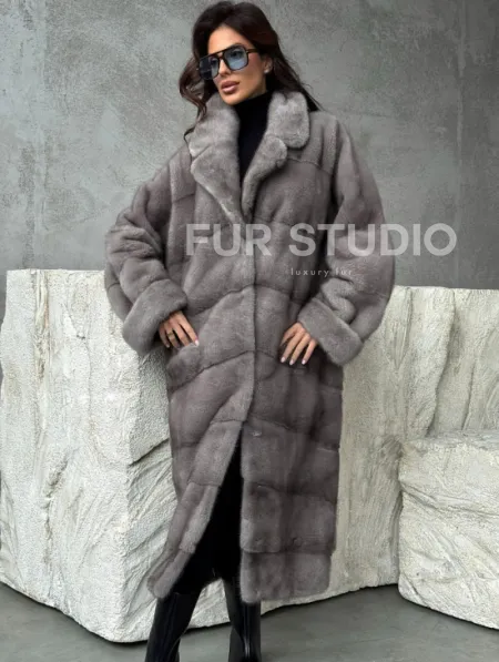 Серая норковая шуба oversize - фото 5