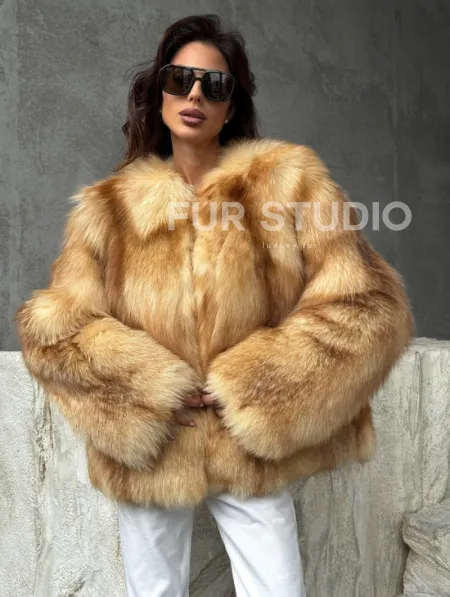 Шуба из натурального лисьего меха - фото 4