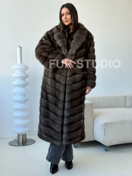 Длинная шуба из соболя - фото 7