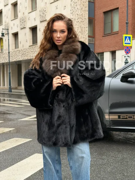Норковая шуба - воротник куница - фото 8