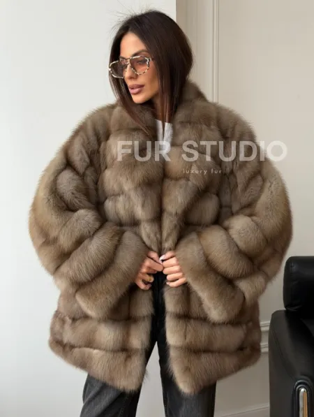 Шуба оверсайз из куницы - фото 4