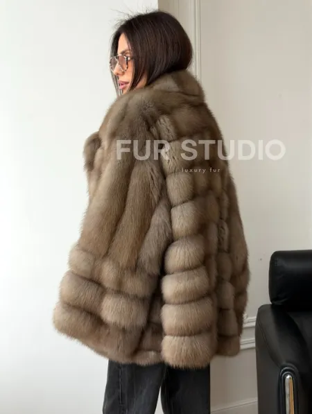Шуба оверсайз из куницы - фото 5
