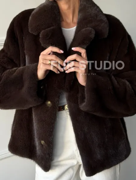 Пиджак норковый - английский воротник - фото 1