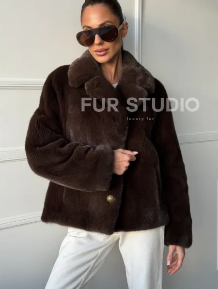 Пиджак норковый - английский воротник - фото 3