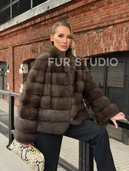 Меховой жакет из куницы - фото 28