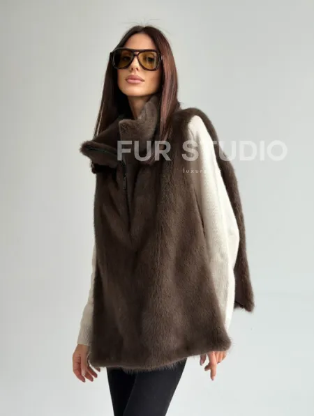 Женская меховая манишка - мех норка - фото 8