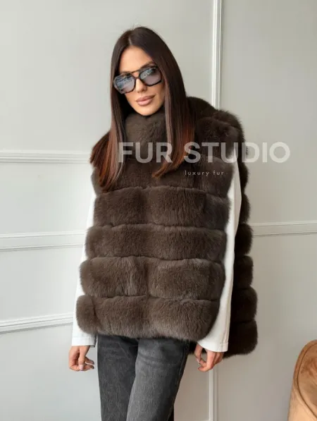 Меховая манишка под соболь из песца - фото 13