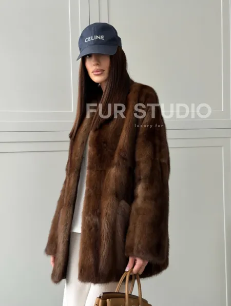 Норковая шуба под куницу (лесная норка) - фото 17