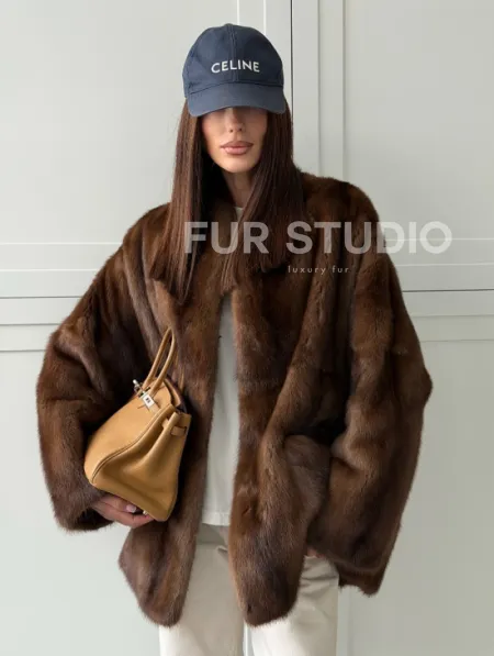 Норковая шуба под куницу (лесная норка) - фото 0