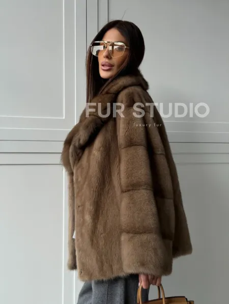 Куртка из меха норки - воротник куница - фото 16