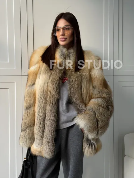 Полушубок из лисы - рукава косички - фото 16