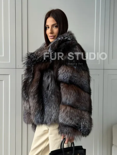 Шуба из меха блюфрост - воротник английский - фото 9