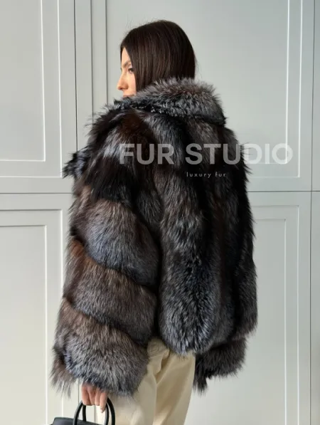 Шуба из меха блюфрост - воротник английский - фото 8