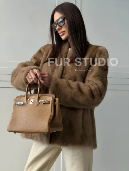 Женский норковый полушубок пастель - фото 8