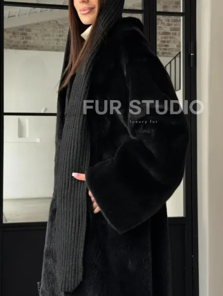 Шуба норка Blackglama V-образный ворот - фото 1