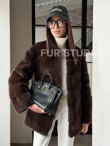 Женский норковый полушубок - фото 12
