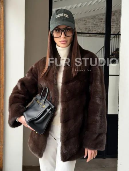Женский норковый полушубок - фото 16