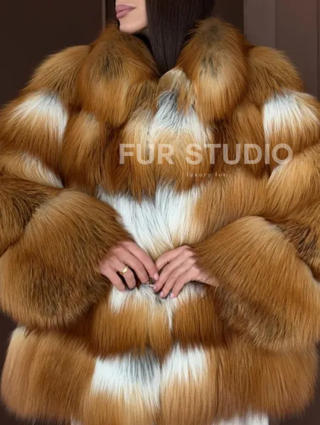 Короткая шуба из рыжей лисы - фото 1