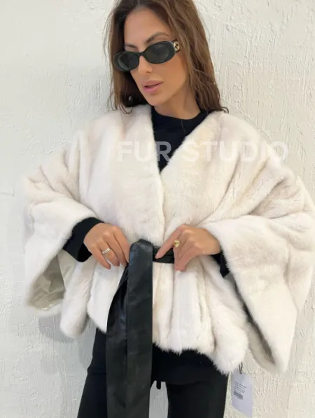 Белое болеро (жакет) из меха норки - фото 5