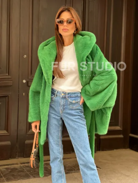 Шуба норковая с капюшоном 100524 - фото 1