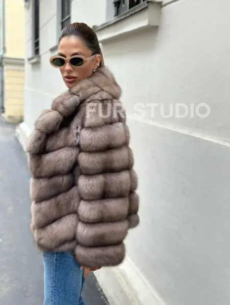 Шуба из меха соболя в оттенке торторо - фото 5