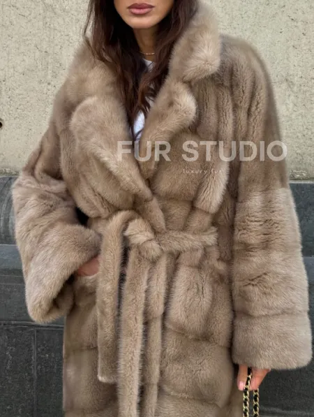 Шуба норковая - цвет пастель - фото 1