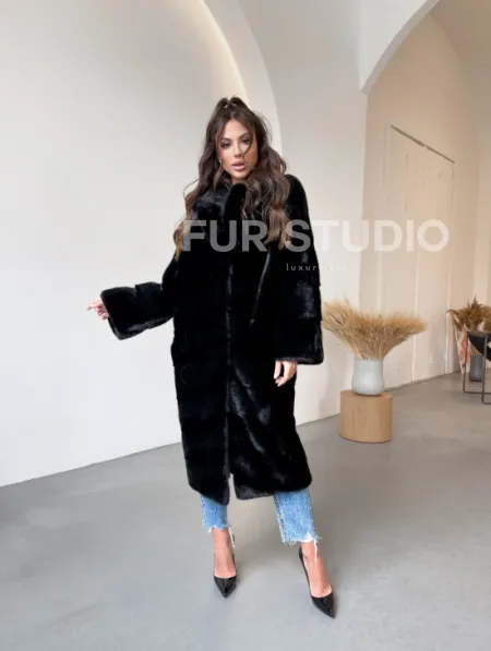 Черная норковая шуба из аукционной норки NAFA - фото 0