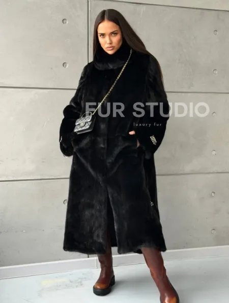 Шуба из норки Blackglama с капюшоном - фото 8