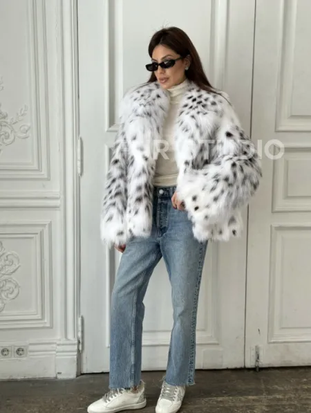 Полушубок из меха аукционной лисы (реплика канадской рыси) - фото 6