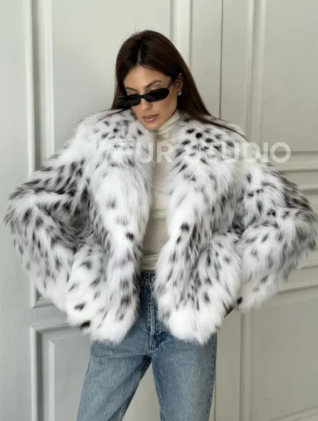 Полушубок из меха аукционной лисы (реплика канадской рыси) - фото 4