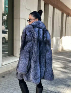 Удлиненная шуба из чернобурой лисы - фото 2
