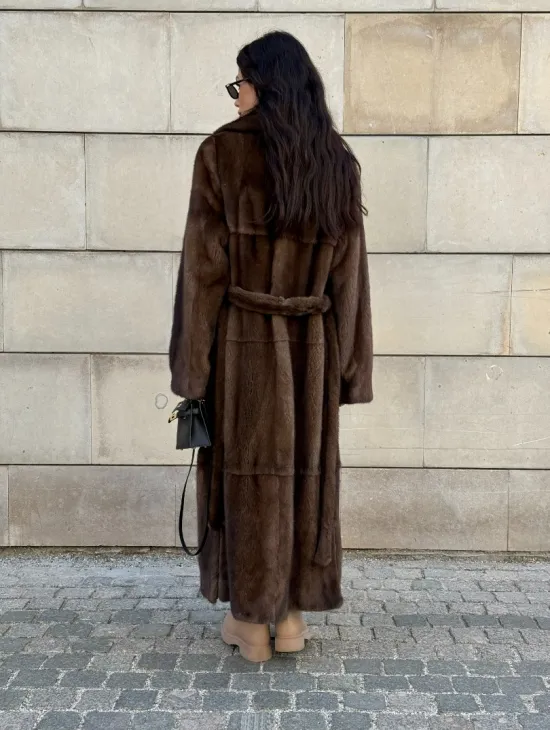 Норковая шуба, мех NAFA роспуск , английский воротник - цвет соболь - фото 6