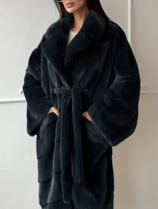 Шуба норковая фасон кимоно паркет из меха аукционной норки Kopenhagen Fur - фото 3