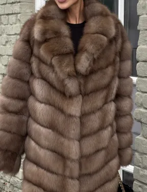 Длинная шуба из меха куницы - фото 2