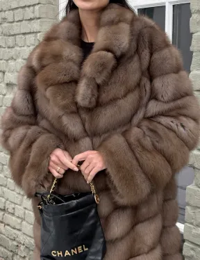 Длинная шуба из меха куницы - фото 3