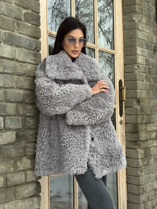 Короткая шубка - дублёнка из овчины - фото 13