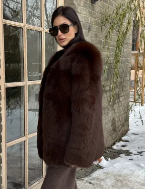 Шуба из меха песца цельные пластины Brown - фото 8