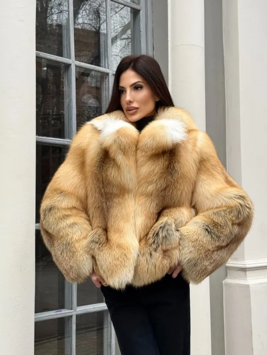 Полушубок из меха альпийской лисы Premium Golden Fox - фото 9