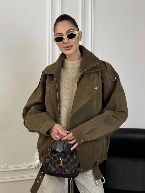 Популярная натуральная женская кожаная куртка-бомбер  